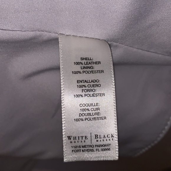 Leather White House Black Market Moto Zip Jacket Diamond Detail Large Cream Tan